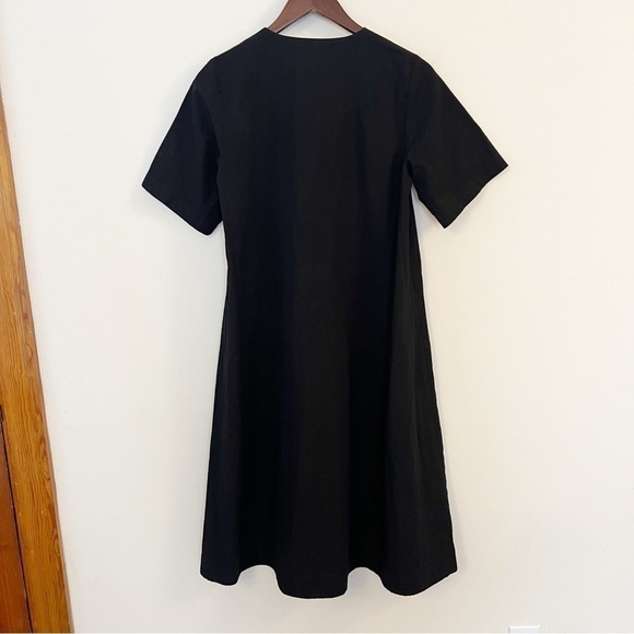 Elohim by Sabrina Goh Nayeli Black Midi A-line Dress Size Small Cotton Pockets - Picture 8 of 10